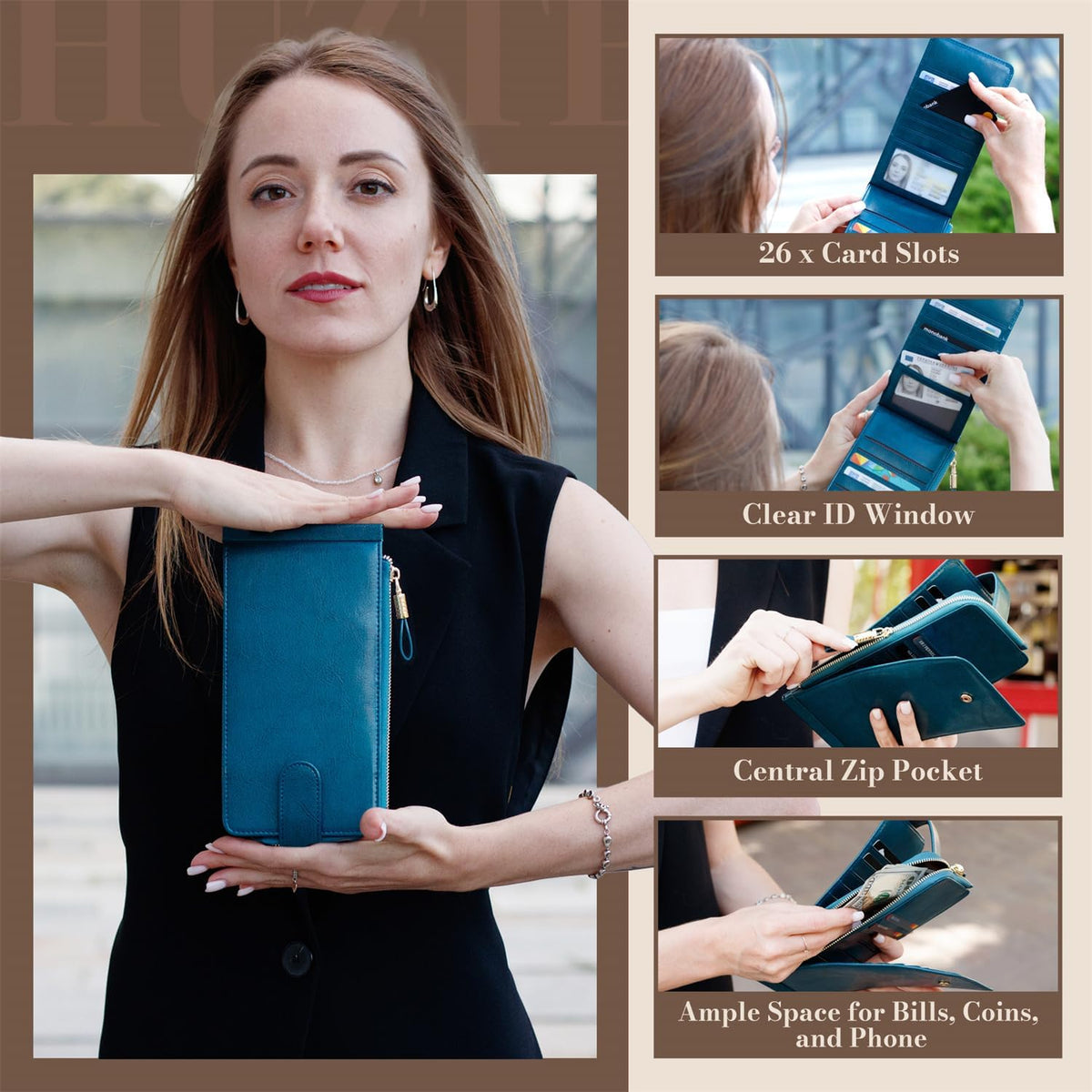 RFID Wallet Women Large Size Bifold Multi Card Wallet Case with Zipper Pocke Credit Card Holder for Women | Credit Card Holder