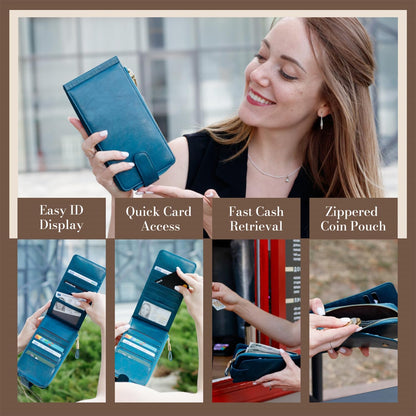 RFID Wallet Women Large Size Bifold Multi Card Wallet Case with Zipper Pocke Credit Card Holder for Women | Credit Card Holder