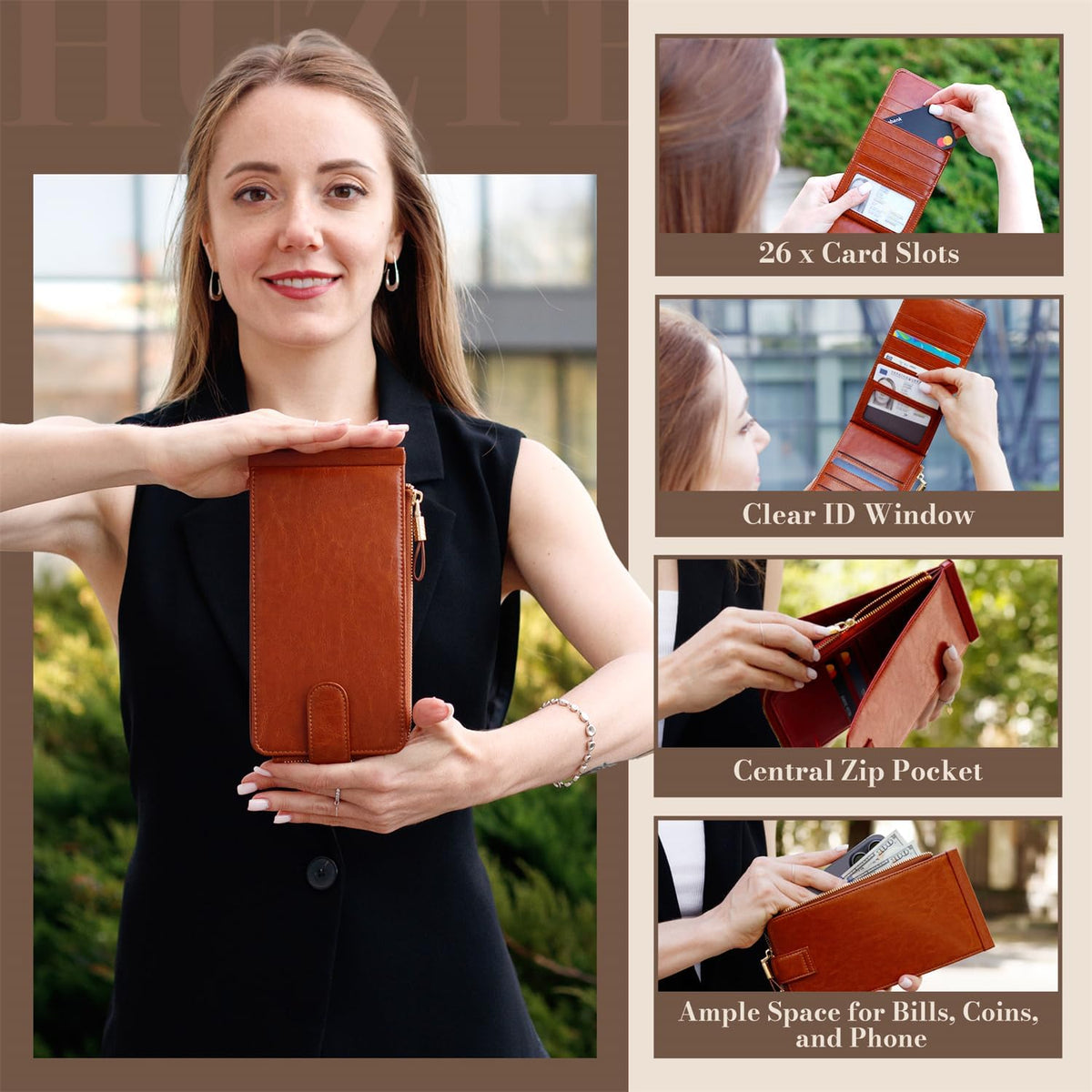 RFID Wallet Women Large Size Bifold Multi Card Wallet Case with Zipper Pocke Credit Card Holder for Women | Credit Card Holder