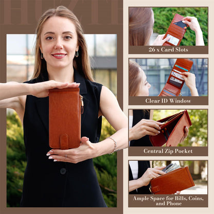 RFID Wallet Women Large Size Bifold Multi Card Wallet Case with Zipper Pocke Credit Card Holder for Women | Credit Card Holder