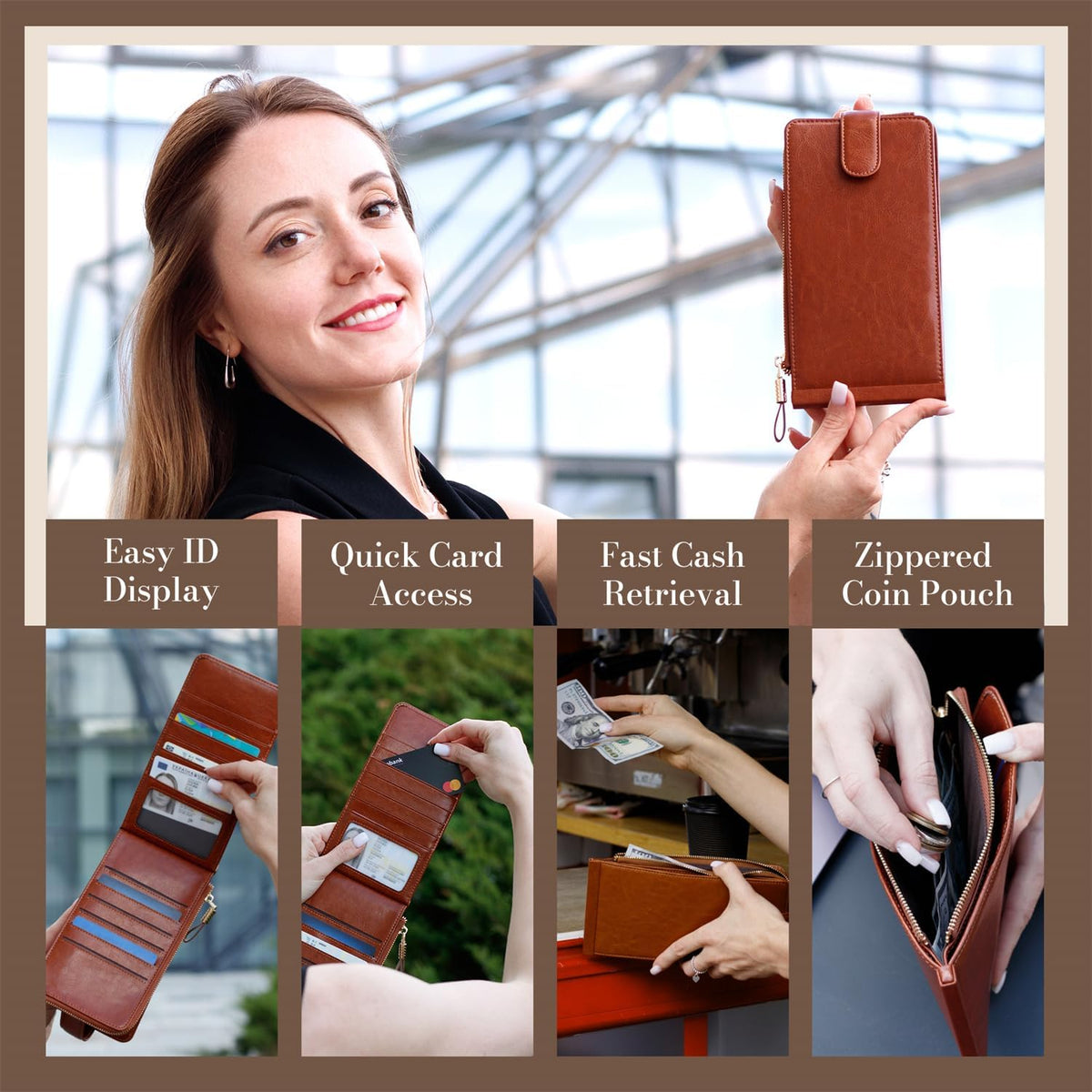 RFID Wallet Women Large Size Bifold Multi Card Wallet Case with Zipper Pocke Credit Card Holder for Women | Credit Card Holder