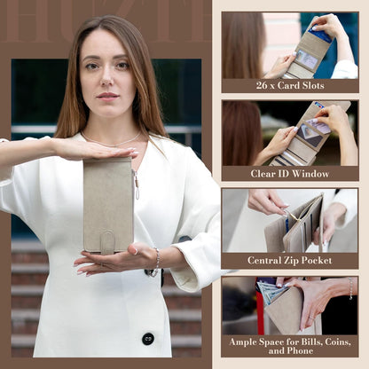 RFID Wallet Women Large Size Bifold Multi Card Wallet Case with Zipper Pocke Credit Card Holder for Women | Credit Card Holder