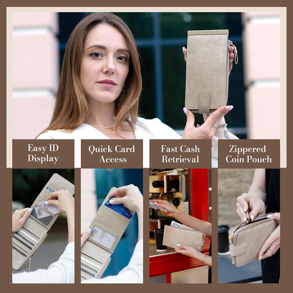 RFID Wallet Women Large Size Bifold Multi Card Wallet Case with Zipper Pocke Credit Card Holder for Women | Credit Card Holder