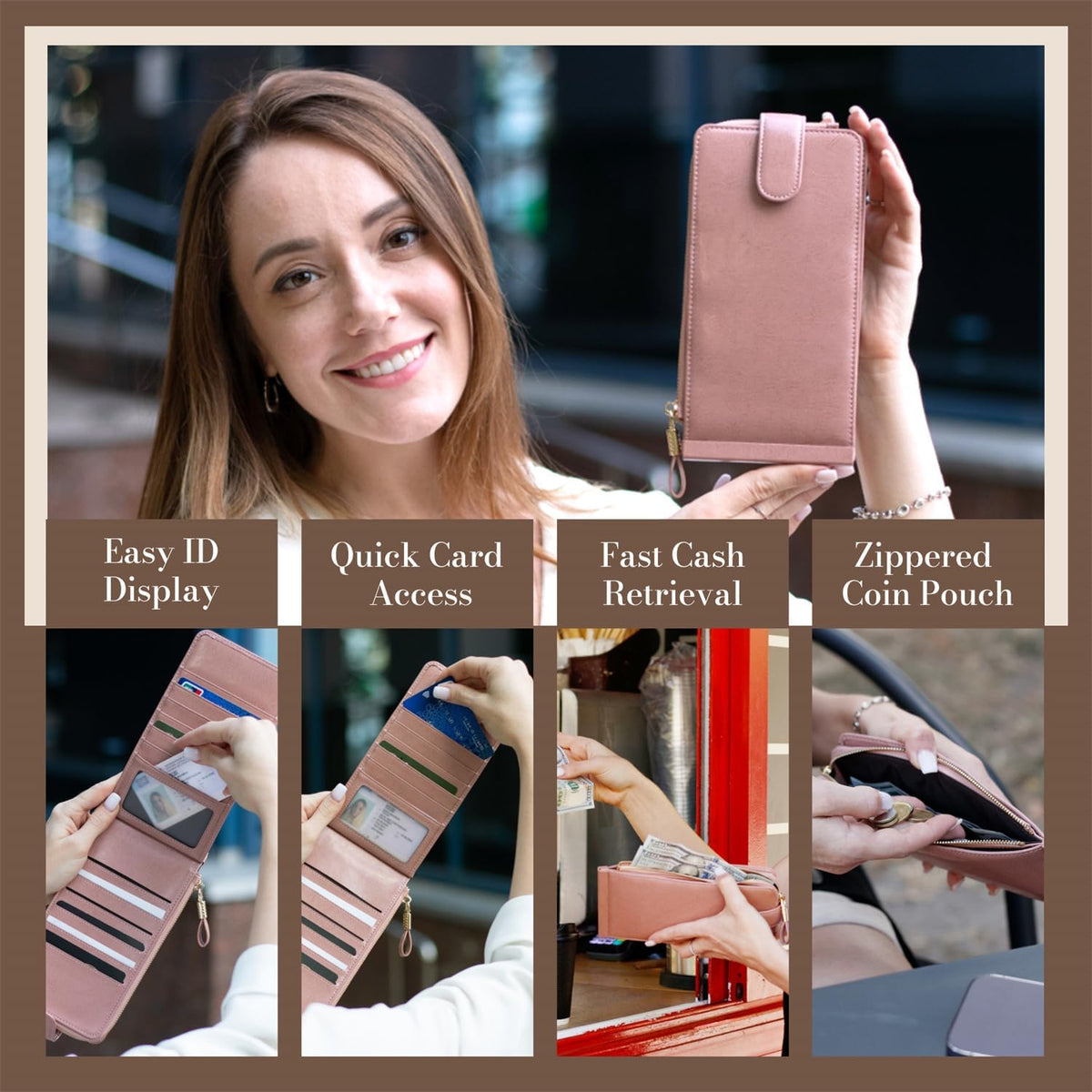 RFID Wallet Women Large Size Bifold Multi Card Wallet Case with Zipper Pocke Credit Card Holder for Women | Credit Card Holder