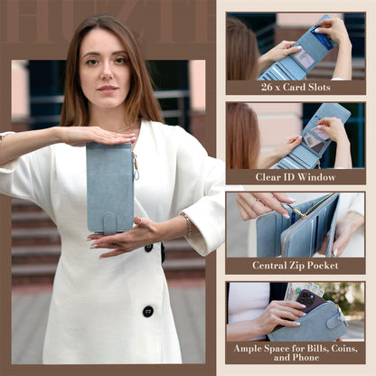 RFID Wallet Women Large Size Bifold Multi Card Wallet Case with Zipper Pocke Credit Card Holder for Women | Credit Card Holder