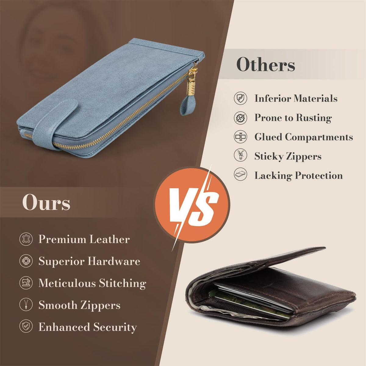 RFID Wallet Women Large Size Bifold Multi Card Wallet Case with Zipper Pocke Credit Card Holder for Women | Credit Card Holder