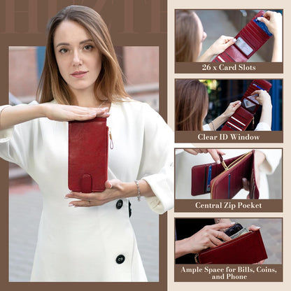 RFID Wallet Women Large Size Bifold Multi Card Wallet Case with Zipper Pocke Credit Card Holder for Women | Credit Card Holder