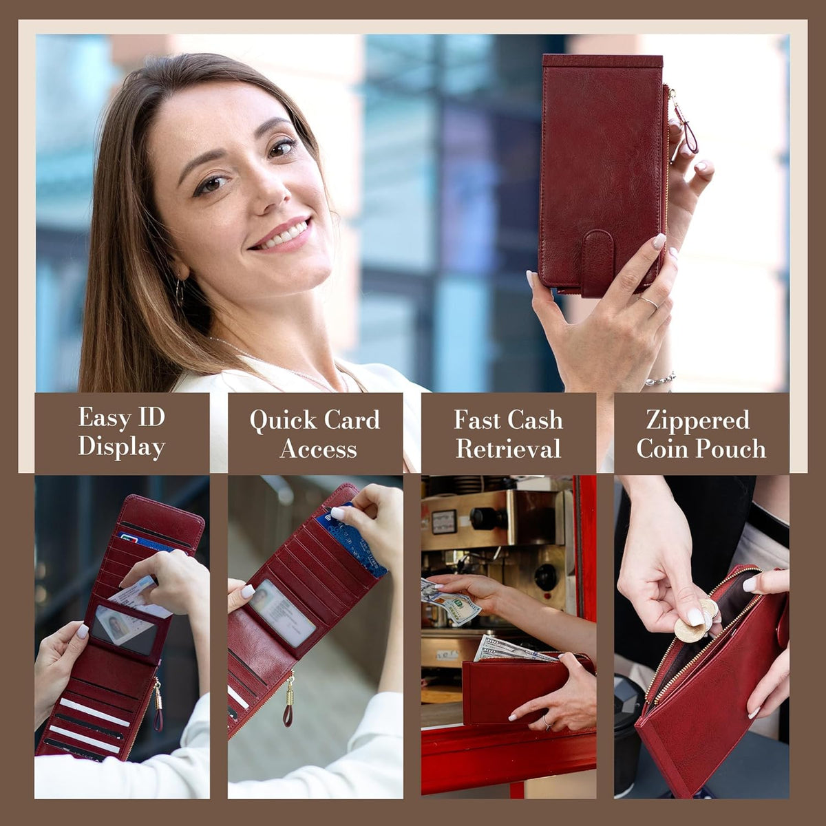 RFID Wallet Women Large Size Bifold Multi Card Wallet Case with Zipper Pocke Credit Card Holder for Women | Credit Card Holder