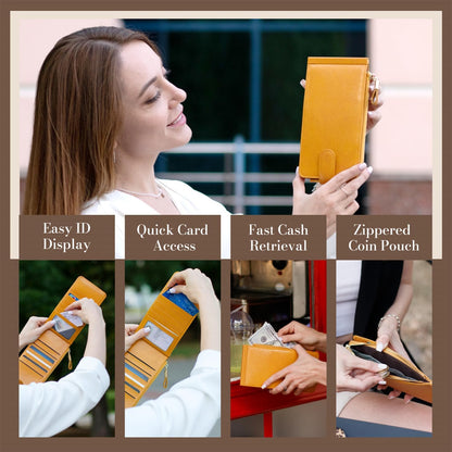 RFID Wallet Women Large Size Bifold Multi Card Wallet Case with Zipper Pocke Credit Card Holder for Women | Credit Card Holder