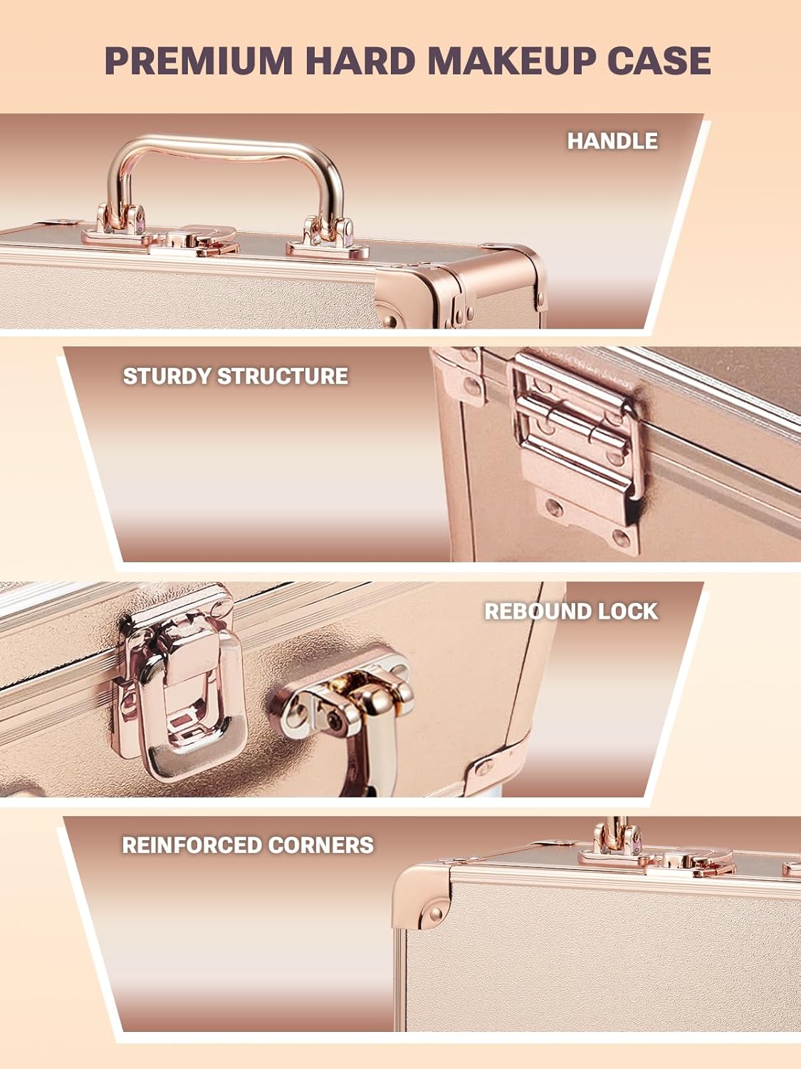 Makeup Box with A Detachable Lighted Mirror, Waterproof Travel Train Case, Cosmetic Organizer and Makeup Suitcase with Adjustable Dividers, Magnetic LED Mirror(Icy Pink)
