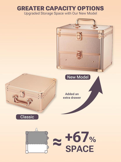 Makeup Box with A Detachable Lighted Mirror, Waterproof Travel Train Case, Cosmetic Organizer and Makeup Suitcase with Adjustable Dividers, Magnetic LED Mirror(Icy Pink)