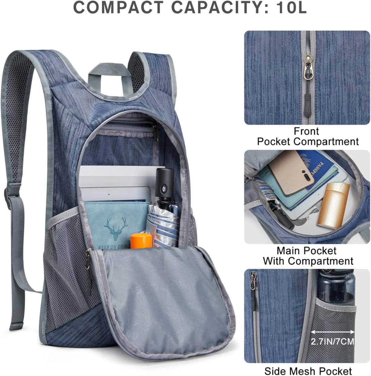 10L Hiking Backpack Small Travel Hiking Daypack Lightweight Packable Backpack Casual Foldable Shoulder Bag | Lightweight Packable Daypack, Casual Foldable Shoulder Bag