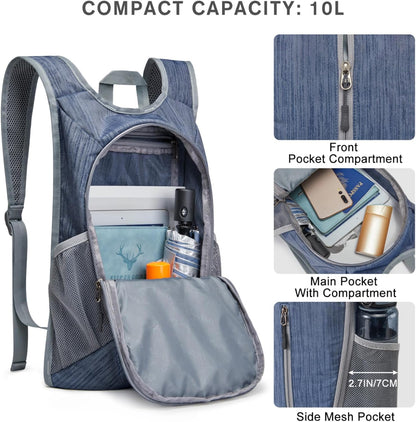 10L Hiking Backpack Small Travel Hiking Daypack Lightweight Packable Backpack Casual Foldable Shoulder Bag | Lightweight Packable Daypack, Casual Foldable Shoulder Bag