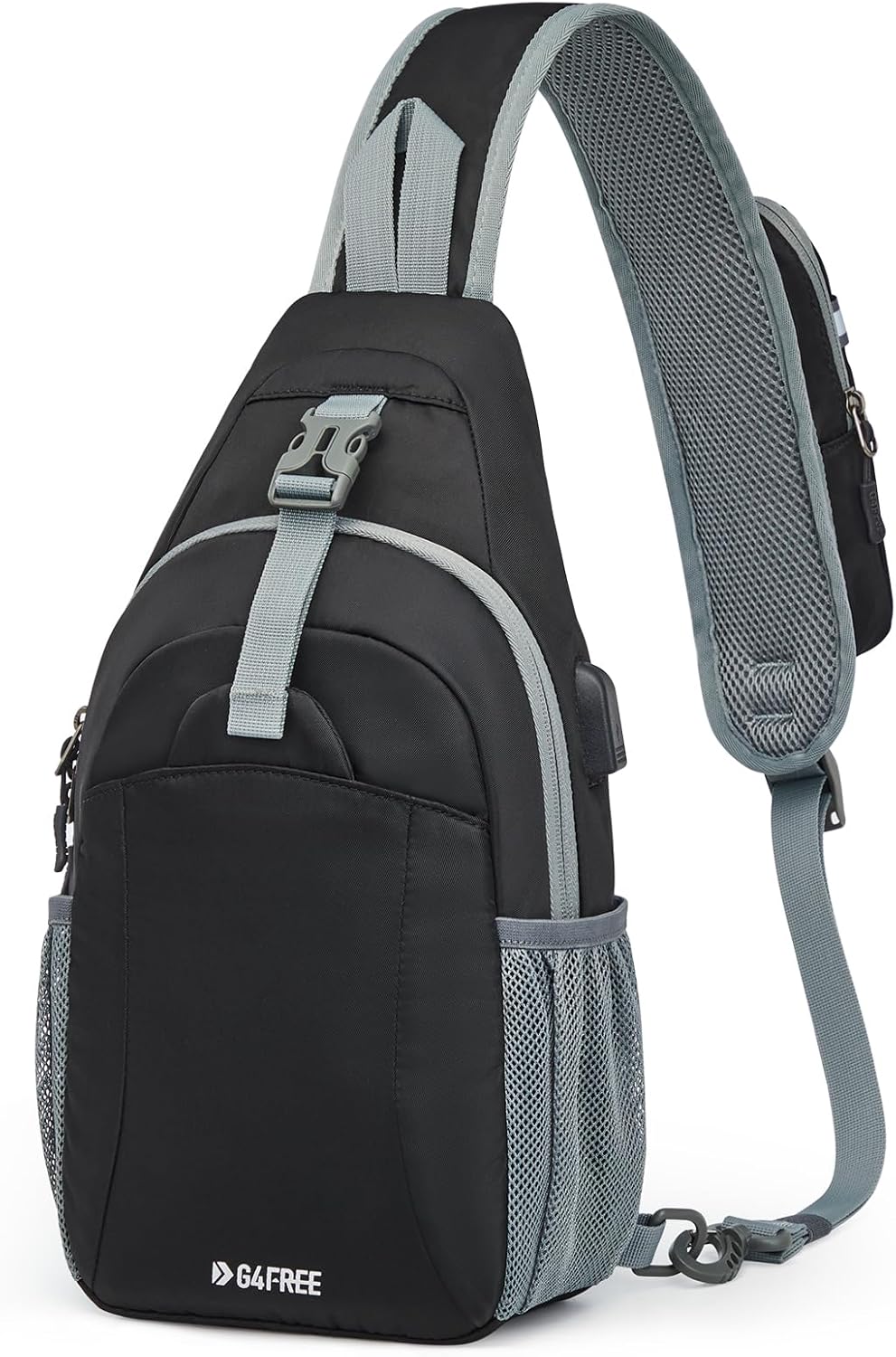 RFID Sling Bag Crossbody Hiking Shoulder Chest Bag for Women Men | Crossbody Bag Men with USB Charging Port and Earphone Hole, Water-resistant