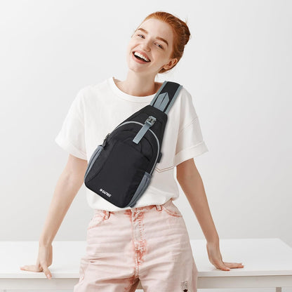RFID Sling Bag Crossbody Hiking Shoulder Chest Bag for Women Men | Crossbody Bag Men with USB Charging Port and Earphone Hole, Water-resistant