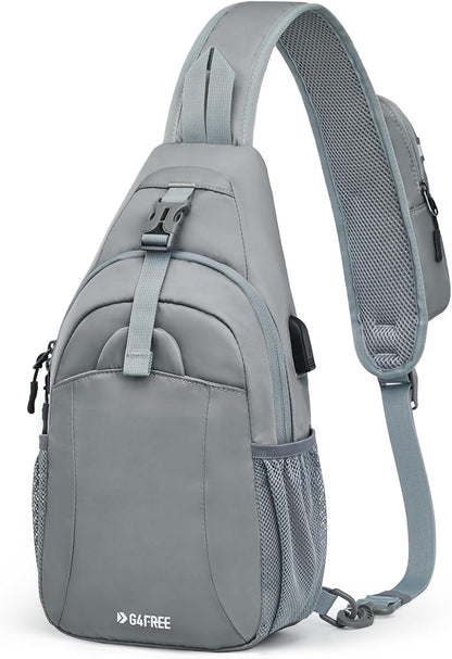 RFID Sling Bag Crossbody Hiking Shoulder Chest Bag for Women Men | Crossbody Bag Men with USB Charging Port and Earphone Hole, Water-resistant