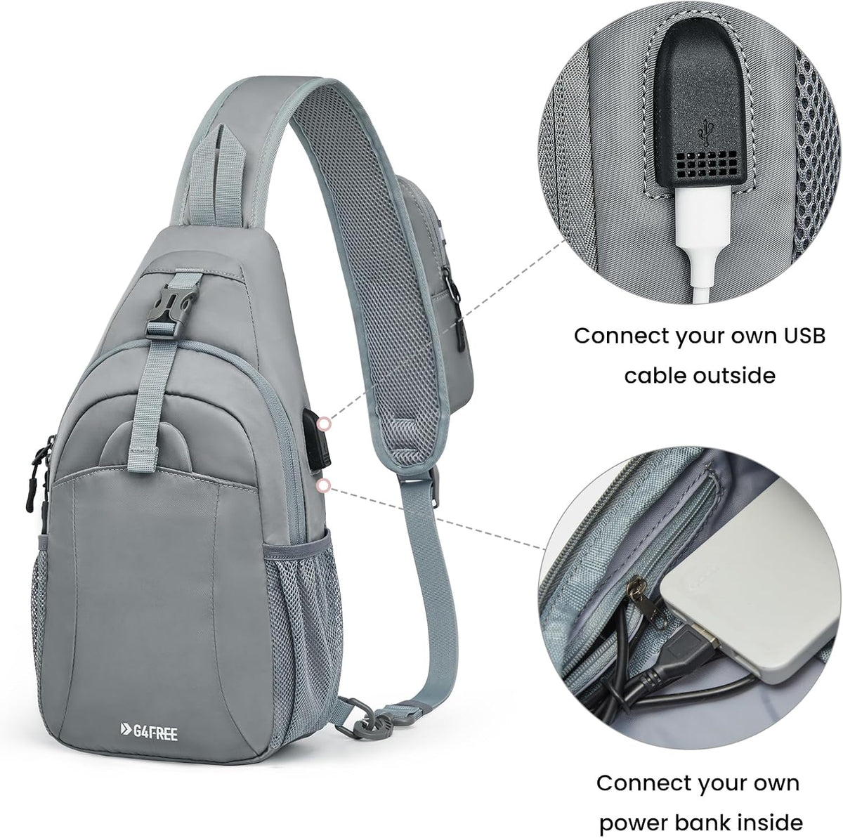 RFID Sling Bag Crossbody Hiking Shoulder Chest Bag for Women Men | Crossbody Bag Men with USB Charging Port and Earphone Hole, Water-resistant