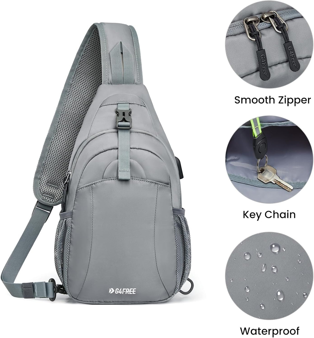 RFID Sling Bag Crossbody Hiking Shoulder Chest Bag for Women Men | Crossbody Bag Men with USB Charging Port and Earphone Hole, Water-resistant