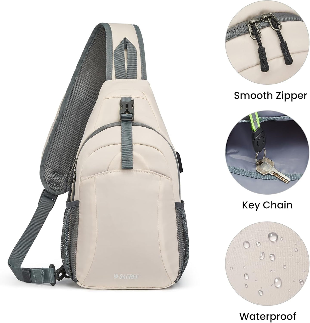 RFID Sling Bag Crossbody Hiking Shoulder Chest Bag for Women Men | Crossbody Bag Men with USB Charging Port and Earphone Hole, Water-resistant