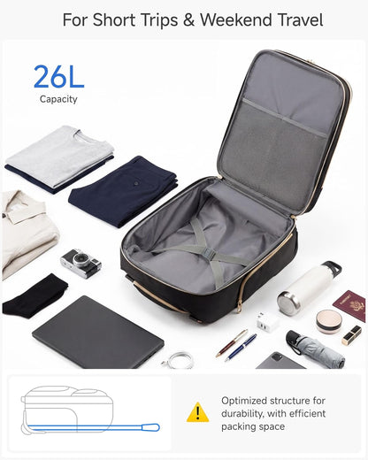 LUGGEX Underseat Carry On Luggage with Wheels, UDK Stylish Lightweight Under Seat Luggage, Soft Sided Personal Item Suitcase for Short Trip (UX-Core, Black, 16 Inch)