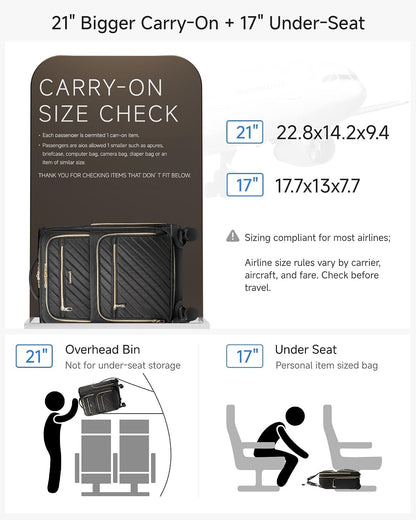 LUGGEX Underseat Carry On Luggage with Wheels, UDK Stylish Lightweight Under Seat Luggage, Soft Sided Personal Item Suitcase for Short Trip (UX-Core, Black, 16 Inch)