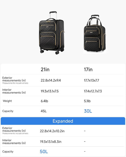 LUGGEX Underseat Carry On Luggage with Wheels, UDK Stylish Lightweight Under Seat Luggage, Soft Sided Personal Item Suitcase for Short Trip (UX-Core, Black, 16 Inch)