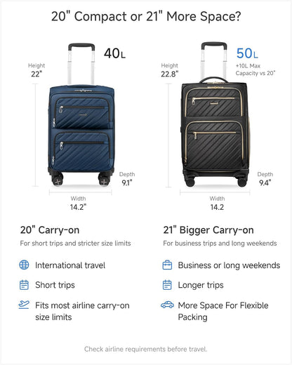 LUGGEX Underseat Carry On Luggage with Wheels, UDK Stylish Lightweight Under Seat Luggage, Soft Sided Personal Item Suitcase for Short Trip (UX-Core, Black, 16 Inch)