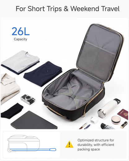 LUGGEX Underseat Carry On Luggage with Wheels, UDK Stylish Lightweight Under Seat Luggage, Soft Sided Personal Item Suitcase for Short Trip (UX-Core, Black, 16 Inch)