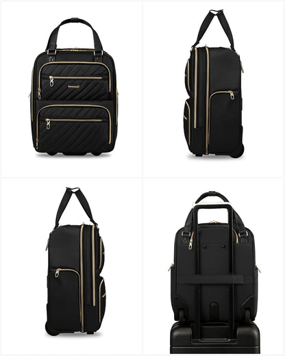LUGGEX Underseat Carry On Luggage with Wheels, UDK Stylish Lightweight Under Seat Luggage, Soft Sided Personal Item Suitcase for Short Trip (UX-Core, Black, 16 Inch)