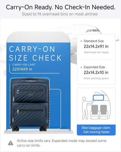 LUGGEX Underseat Carry On Luggage with Wheels, UDK Stylish Lightweight Under Seat Luggage, Soft Sided Personal Item Suitcase for Short Trip (UX-Core, Black, 16 Inch)