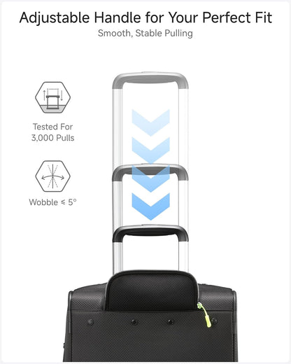 LUGGEX Underseat Carry On Luggage with Wheels, UDK Stylish Lightweight Under Seat Luggage, Soft Sided Personal Item Suitcase for Short Trip (UX-Core, Black, 16 Inch)
