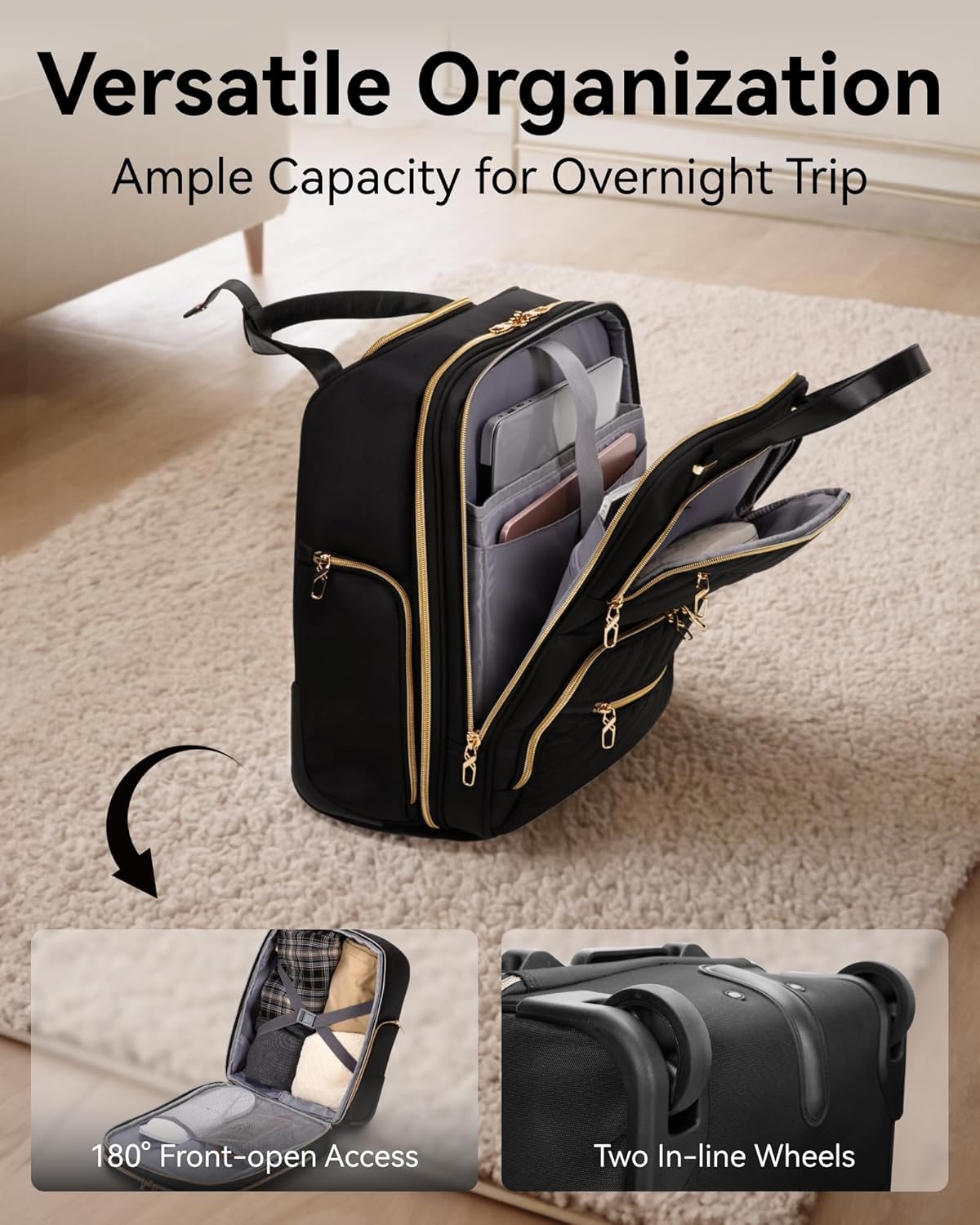 LUGGEX Underseat Carry On Luggage with Wheels, UDK Stylish Lightweight Under Seat Luggage, Soft Sided Personal Item Suitcase for Short Trip (UX-Core, Black, 16 Inch)