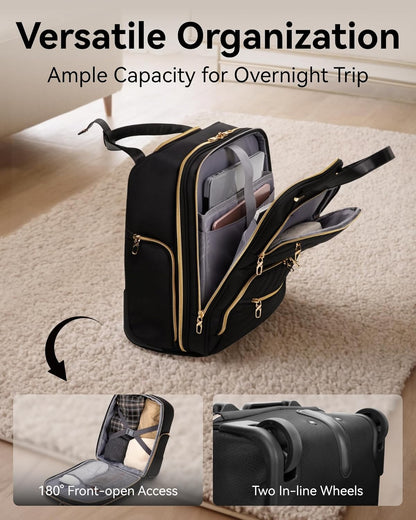 LUGGEX Underseat Carry On Luggage with Wheels, UDK Stylish Lightweight Under Seat Luggage, Soft Sided Personal Item Suitcase for Short Trip (UX-Core, Black, 16 Inch)