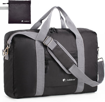 For Frontier Airlines Personal Item Travel Bag 18 x 14 x 8 Inches, Foldable Under Seat Duffel Bags for Spirit Airplane 14 x 18 x 8 Inches, Minimalist Overnight Bag for Women or Men Air Travel [Black]