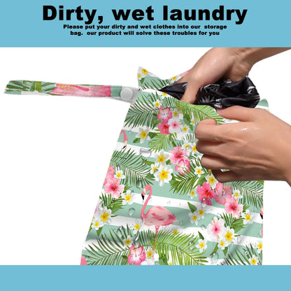 2Pcs Wet Bag, Wet Dry Bag Reusable with Zipper, Travel, Beach, Pool, Diapers, Baby Clothes, Dirty Yoga Gym Clothes,Toiletry, Hook to Stroller, Waterproof Wetdry Packing, Goose Decor (12x10 Inch)