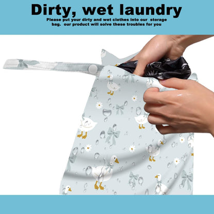 2Pcs Wet Bag, Wet Dry Bag Reusable with Zipper, Travel, Beach, Pool, Diapers, Baby Clothes, Dirty Yoga Gym Clothes,Toiletry, Hook to Stroller, Waterproof Wetdry Packing, Goose Decor (12x10 Inch)