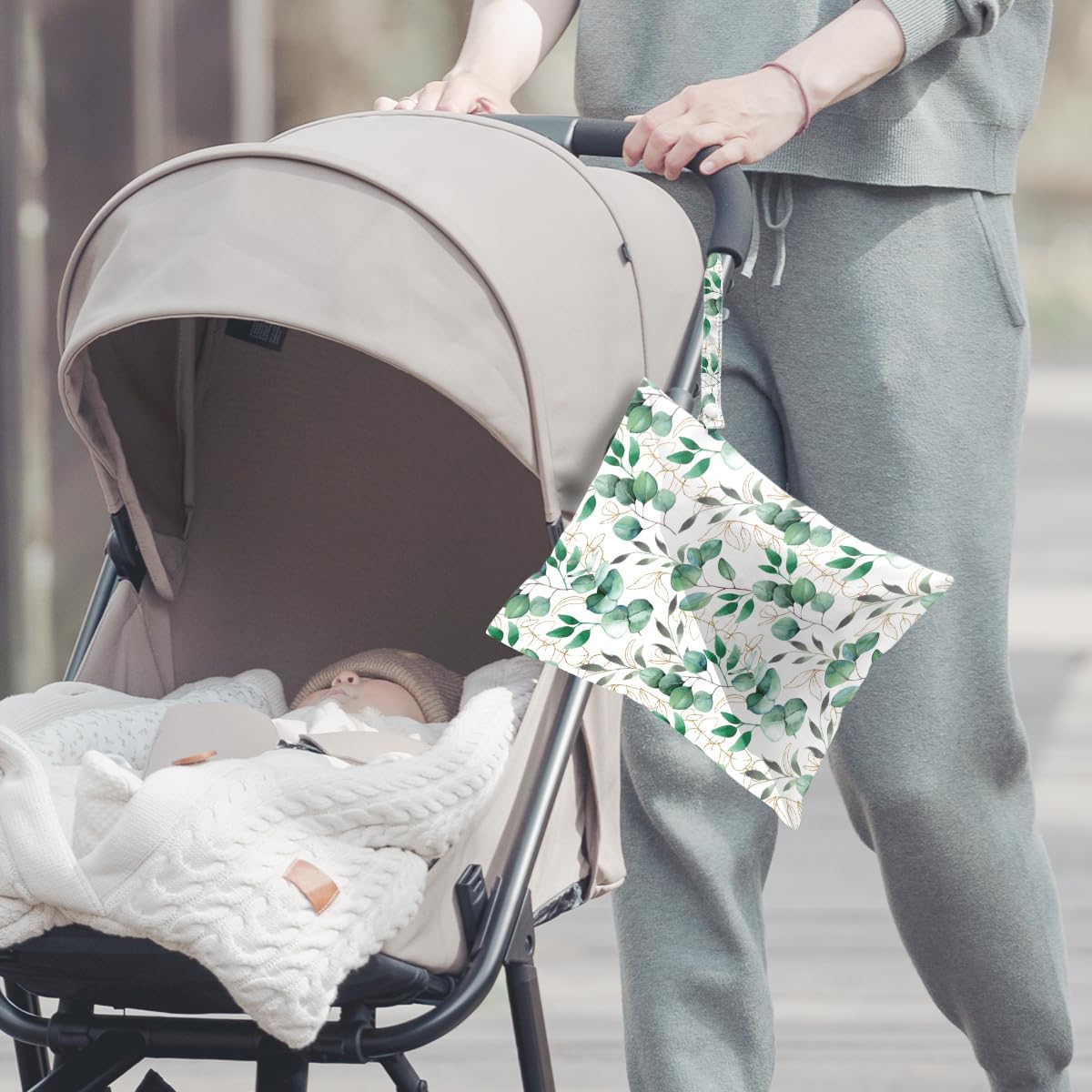 2Pcs Wet Bag, Wet Dry Bag Reusable with Zipper, Travel, Beach, Pool, Diapers, Baby Clothes, Dirty Yoga Gym Clothes,Toiletry, Hook to Stroller, Waterproof Wetdry Packing, Goose Decor (12x10 Inch)