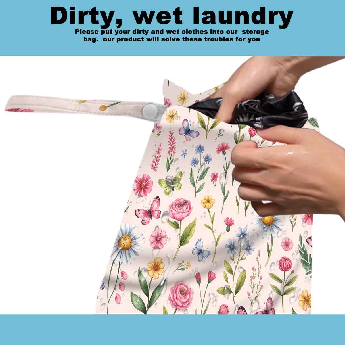 2Pcs Wet Bag, Wet Dry Bag Reusable with Zipper, Travel, Beach, Pool, Diapers, Baby Clothes, Dirty Yoga Gym Clothes,Toiletry, Hook to Stroller, Waterproof Wetdry Packing, Goose Decor (12x10 Inch)