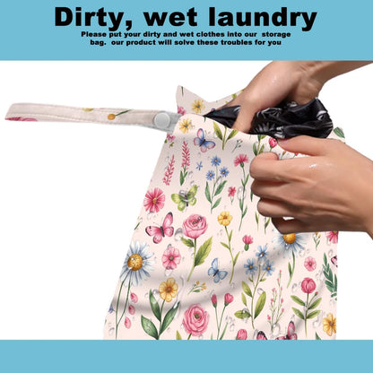 2Pcs Wet Bag, Wet Dry Bag Reusable with Zipper, Travel, Beach, Pool, Diapers, Baby Clothes, Dirty Yoga Gym Clothes,Toiletry, Hook to Stroller, Waterproof Wetdry Packing, Goose Decor (12x10 Inch)