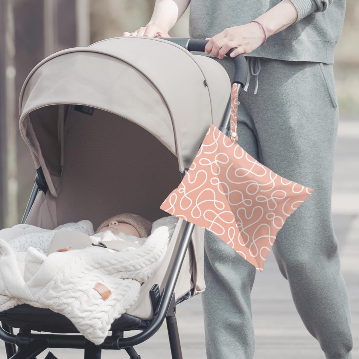 2Pcs Wet Bag, Wet Dry Bag Reusable with Zipper, Travel, Beach, Pool, Diapers, Baby Clothes, Dirty Yoga Gym Clothes,Toiletry, Hook to Stroller, Waterproof Wetdry Packing, Goose Decor (12x10 Inch)
