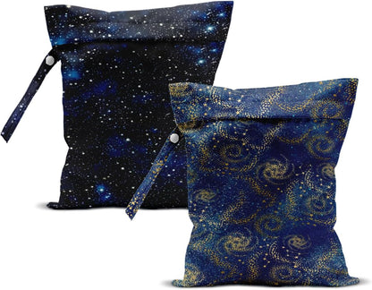 2Pcs Wet Bag, Wet Dry Bag Reusable with Zipper, Travel, Beach, Pool, Diapers, Baby Clothes, Dirty Yoga Gym Clothes,Toiletry, Hook to Stroller, Waterproof Wetdry Packing, Goose Decor (12x10 Inch)