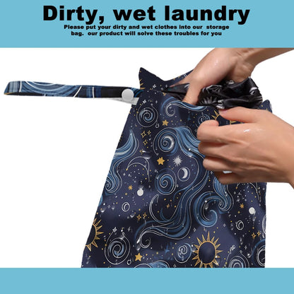2Pcs Wet Bag, Wet Dry Bag Reusable with Zipper, Travel, Beach, Pool, Diapers, Baby Clothes, Dirty Yoga Gym Clothes,Toiletry, Hook to Stroller, Waterproof Wetdry Packing, Goose Decor (12x10 Inch)