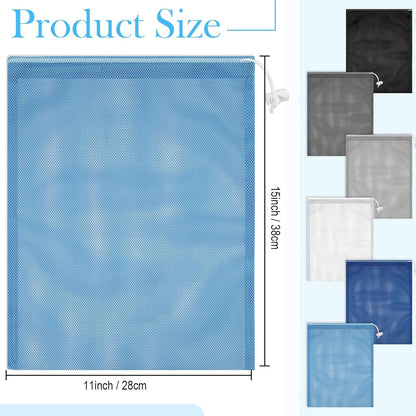 6pcs Mesh Bag Drawstring Mesh Laundry Bags, 11 x 15 Inch Durable Nylon for Pool Beach Ball Collecting Travel Gym Laundry and Toys(Multicolor)