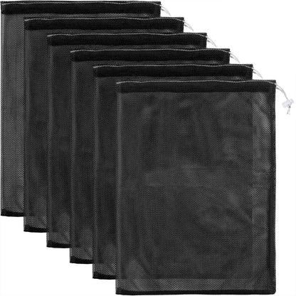 6pcs Mesh Bag Drawstring Mesh Laundry Bags, 11 x 15 Inch Durable Nylon for Pool Beach Ball Collecting Travel Gym Laundry and Toys(Multicolor)