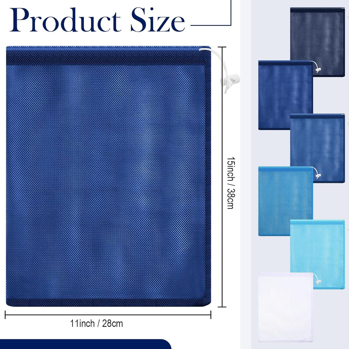 6pcs Mesh Bag Drawstring Mesh Laundry Bags, 11 x 15 Inch Durable Nylon for Pool Beach Ball Collecting Travel Gym Laundry and Toys(Multicolor)