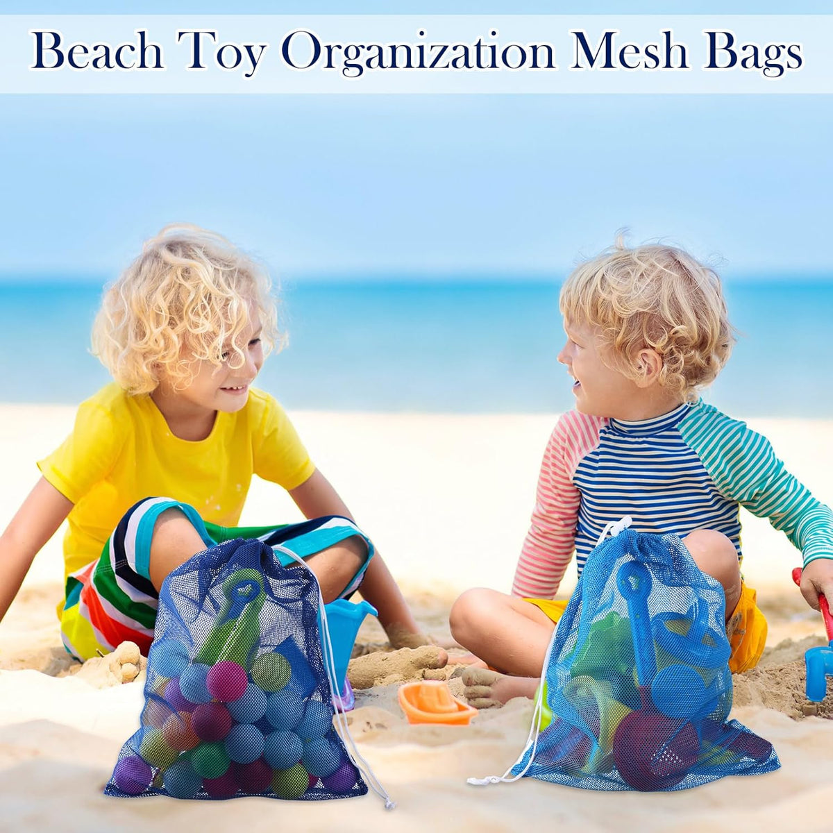 6pcs Mesh Bag Drawstring Mesh Laundry Bags, 11 x 15 Inch Durable Nylon for Pool Beach Ball Collecting Travel Gym Laundry and Toys(Multicolor)