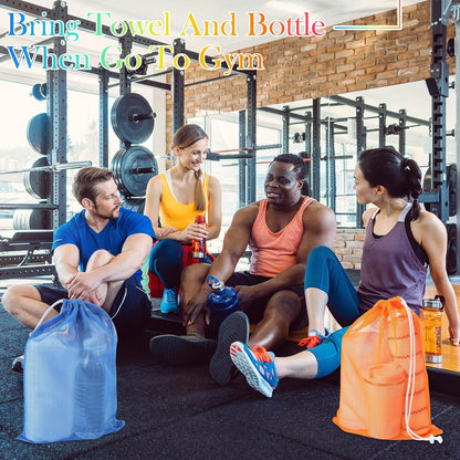 6pcs Mesh Bag Drawstring Mesh Laundry Bags, 11 x 15 Inch Durable Nylon for Pool Beach Ball Collecting Travel Gym Laundry and Toys(Multicolor)