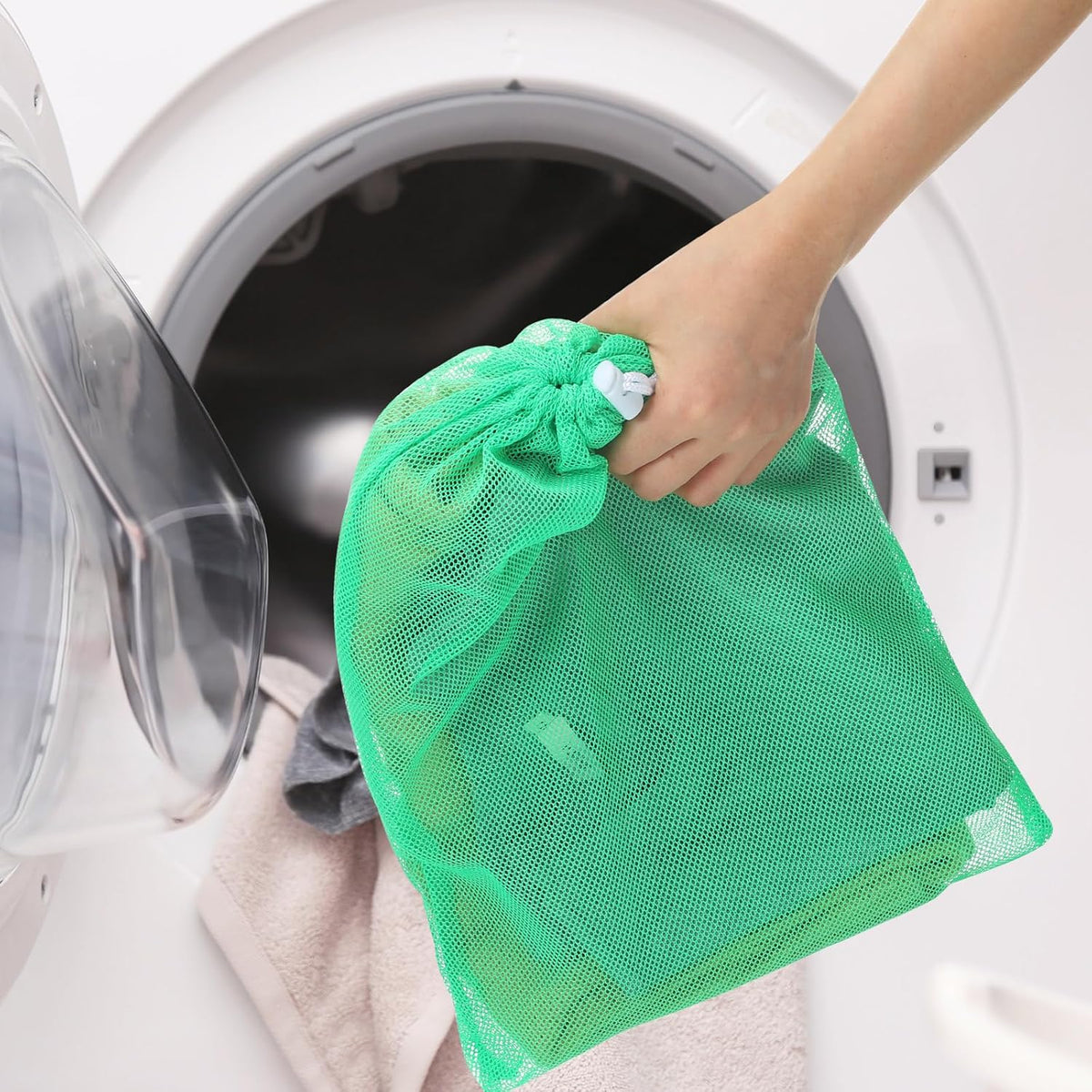 6pcs Mesh Bag Drawstring Mesh Laundry Bags, 11 x 15 Inch Durable Nylon for Pool Beach Ball Collecting Travel Gym Laundry and Toys(Multicolor)
