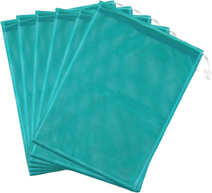 6pcs Mesh Bag Drawstring Mesh Laundry Bags, 11 x 15 Inch Durable Nylon for Pool Beach Ball Collecting Travel Gym Laundry and Toys(Multicolor)