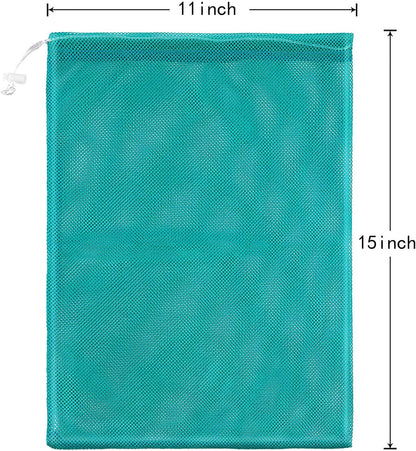 6pcs Mesh Bag Drawstring Mesh Laundry Bags, 11 x 15 Inch Durable Nylon for Pool Beach Ball Collecting Travel Gym Laundry and Toys(Multicolor)